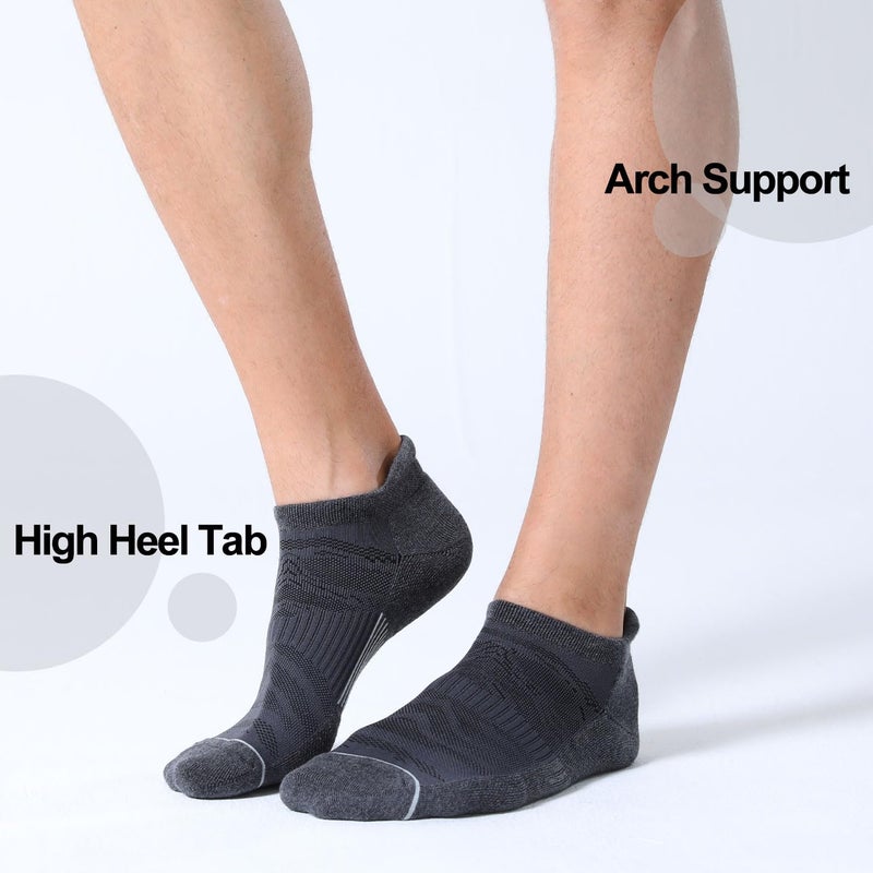 FITRELL 6 Pack Men's Ankle Running Socks Low Cut Cushioned Athletic Sports Socks, Shoe Size 12-15, Dark Gray+Gray - Image 3